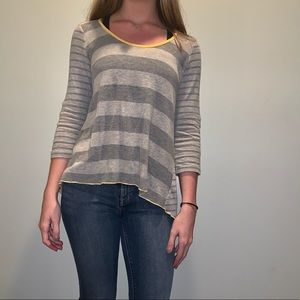 Lightweight Gray and Yellow Knit Top